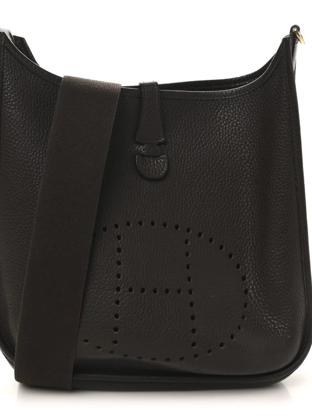 Hermes Taurillon Clemence Evelyne II PM Chocolate Logo Shoulder Messenger Bag
